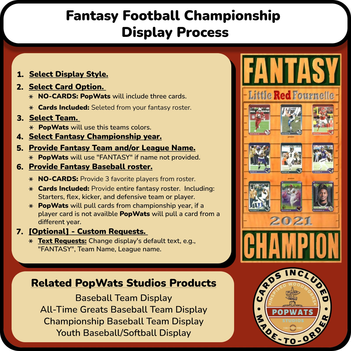 Fantasy Football Championship Trophy Trading Card Frame.