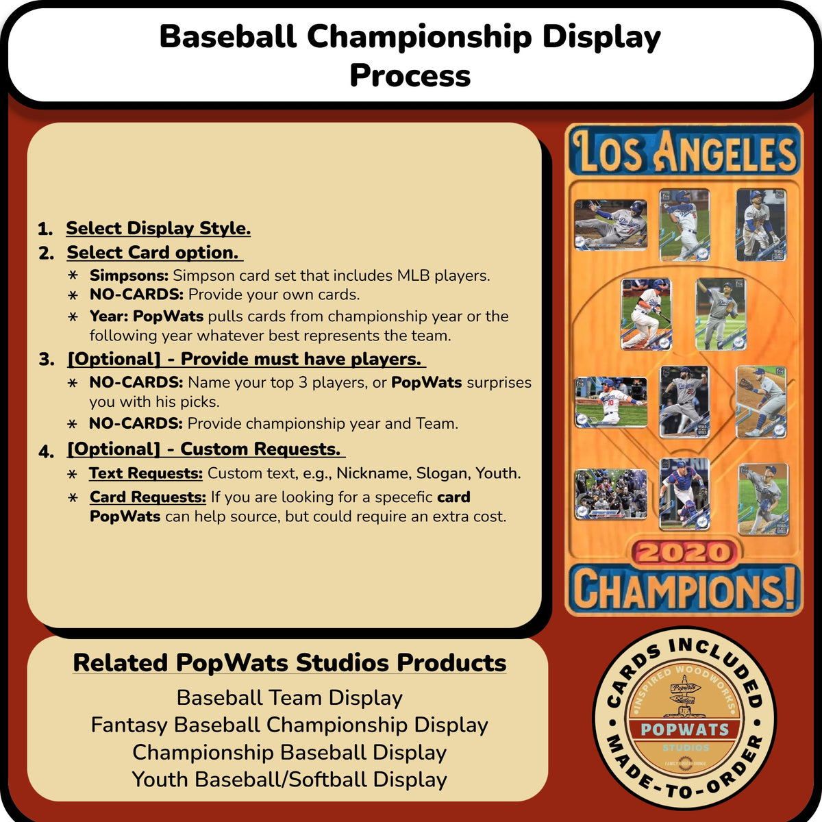 Baseball Championship Trading Card Team Frame.