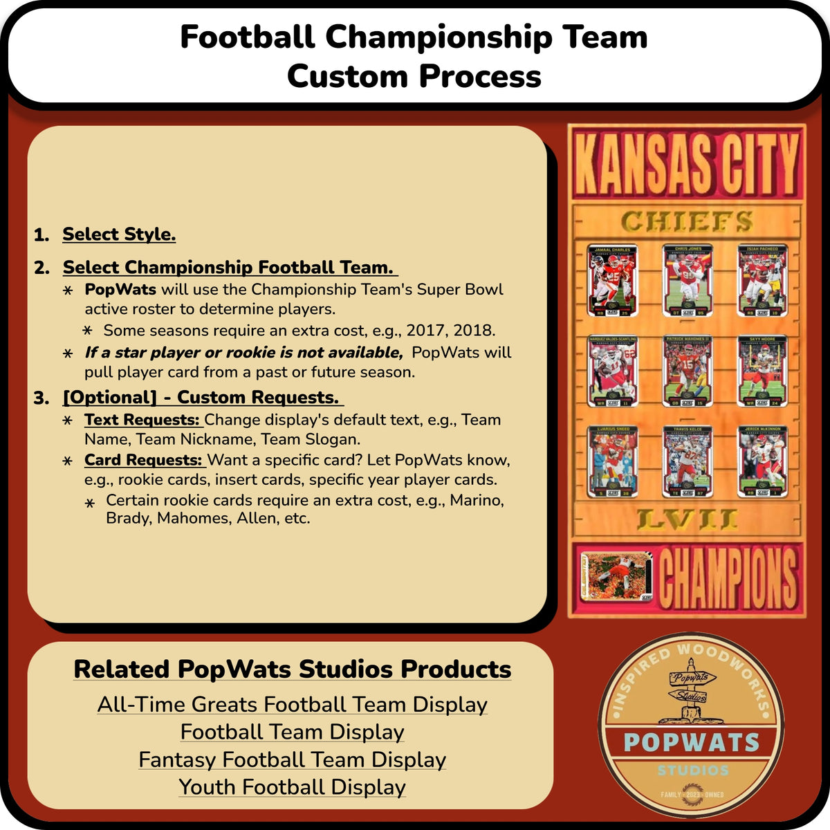 Football Championship Trading Card Team Frame.