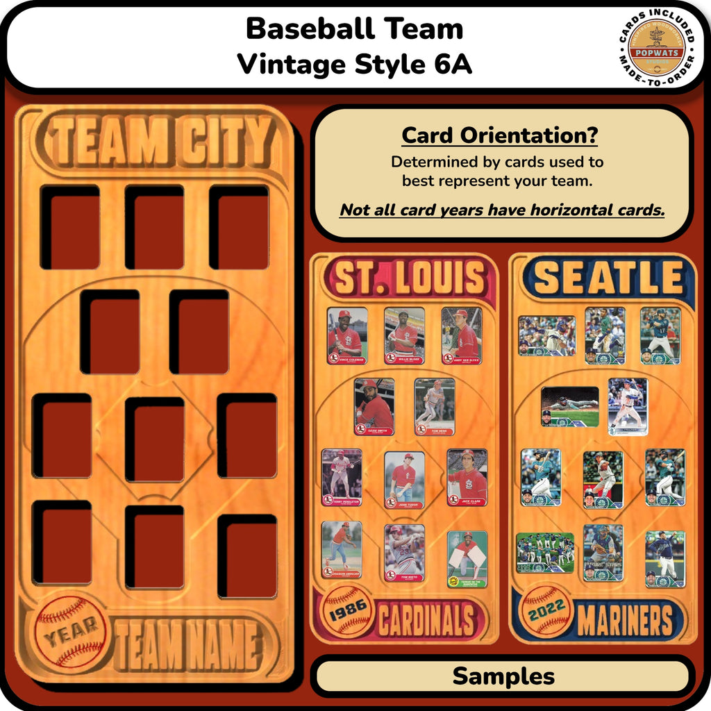 Baseball Vintage Inspired Trading Card Team Frame.