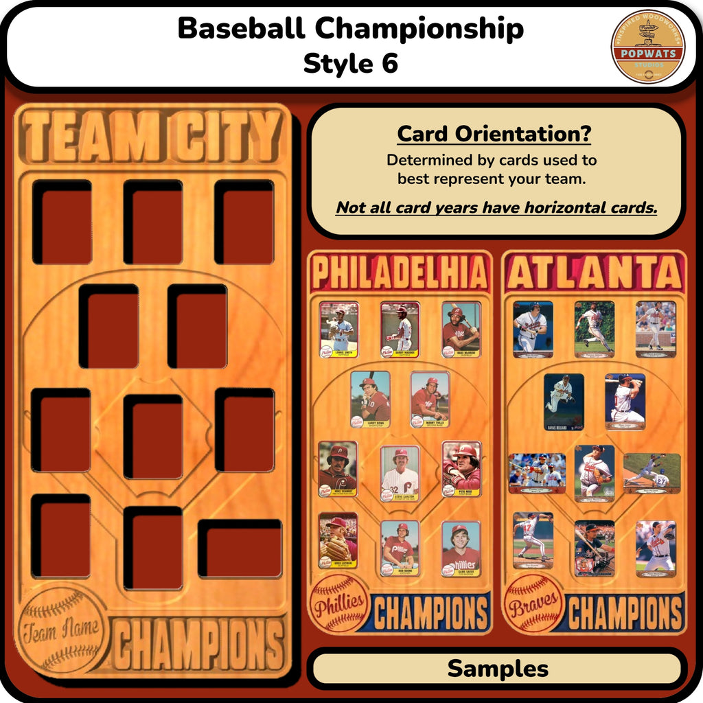Baseball Championship Trading Card Team Frame.