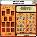 Baseball Vintage Inspired Trading Card Team Frame.