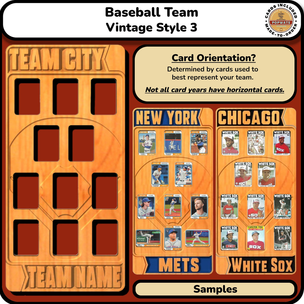 Baseball Vintage Inspired Trading Card Team Frame.