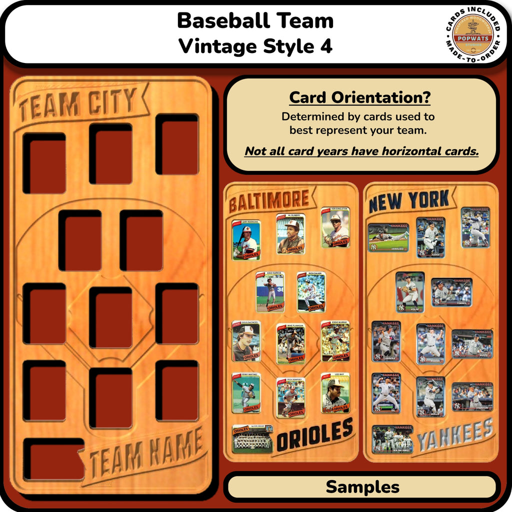 Baseball Vintage Inspired Trading Card Team Frame.