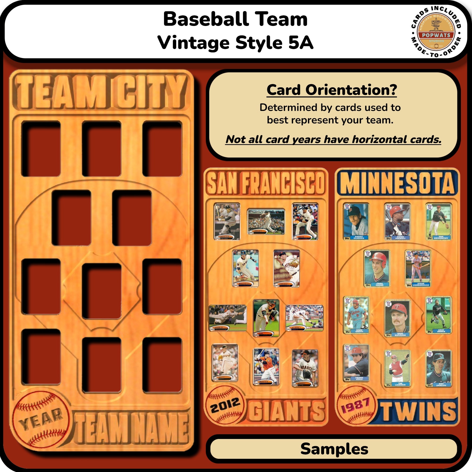 Baseball Vintage Inspired Trading Card Team Frame.
