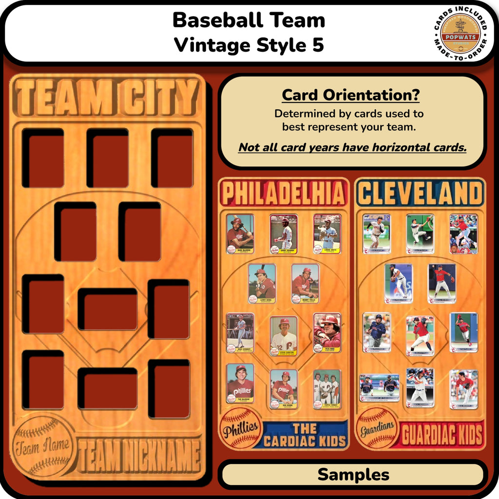 Baseball Vintage Inspired Trading Card Team Frame.