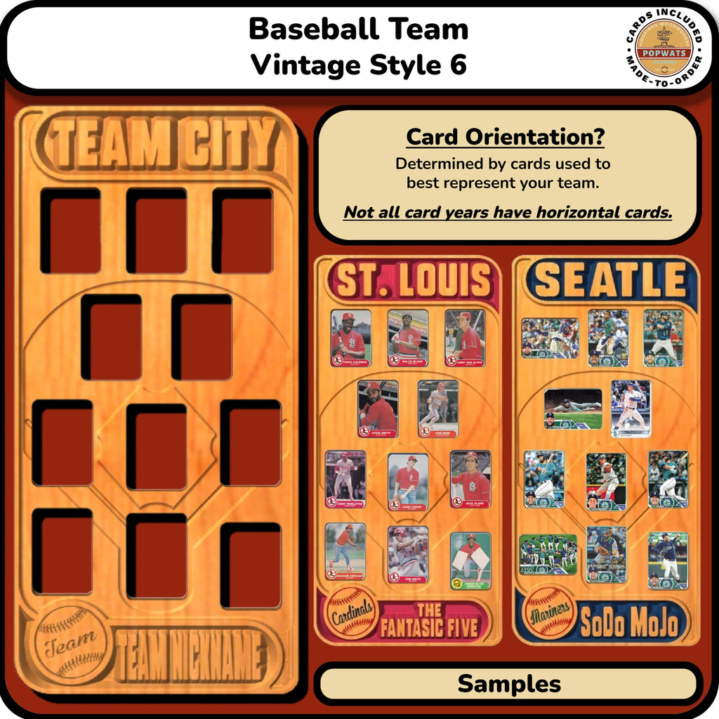 Baseball Vintage Inspired Trading Card Team Frame.