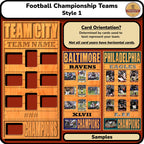 Football Championship Trading Card Team Frame.