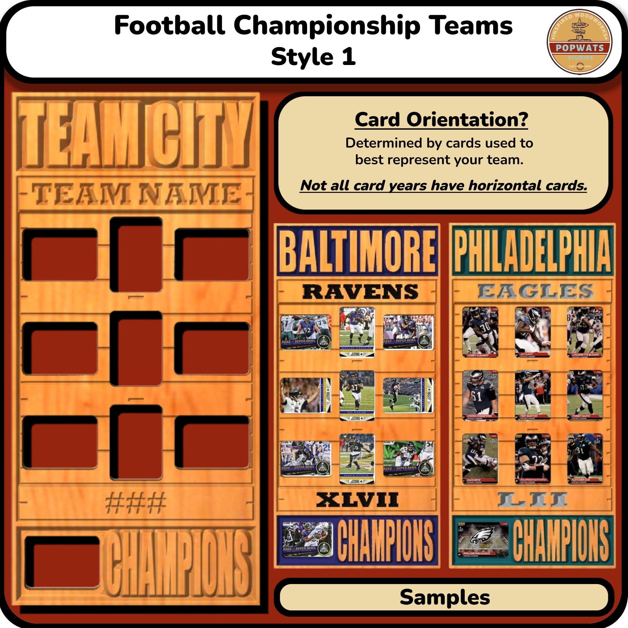 Football Championship Trading Card Team Frame.