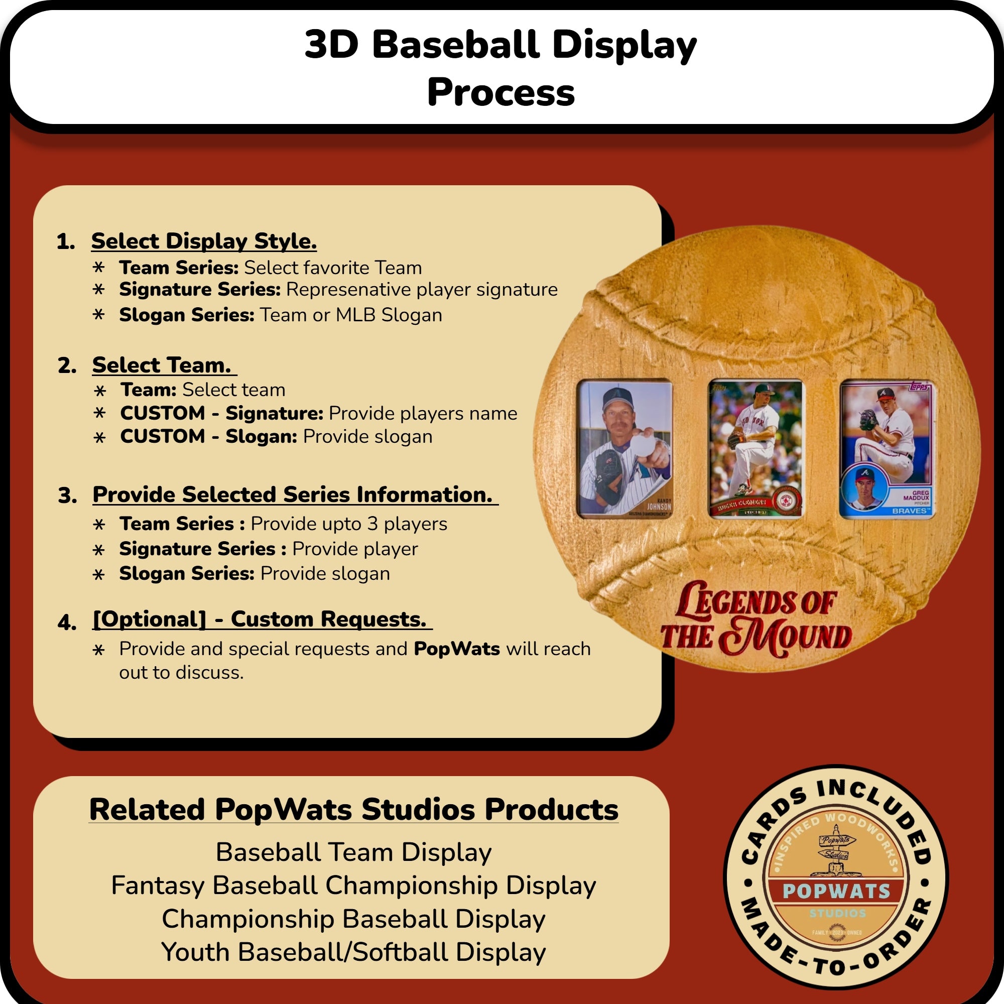 MLB 3D Baseball Trading Card Frame.