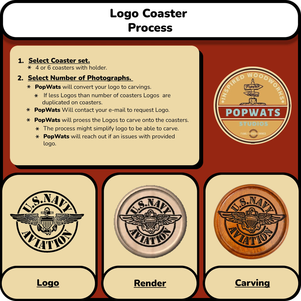 Carved Logo Coaster Set.