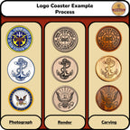 Carved Logo Coaster Set.