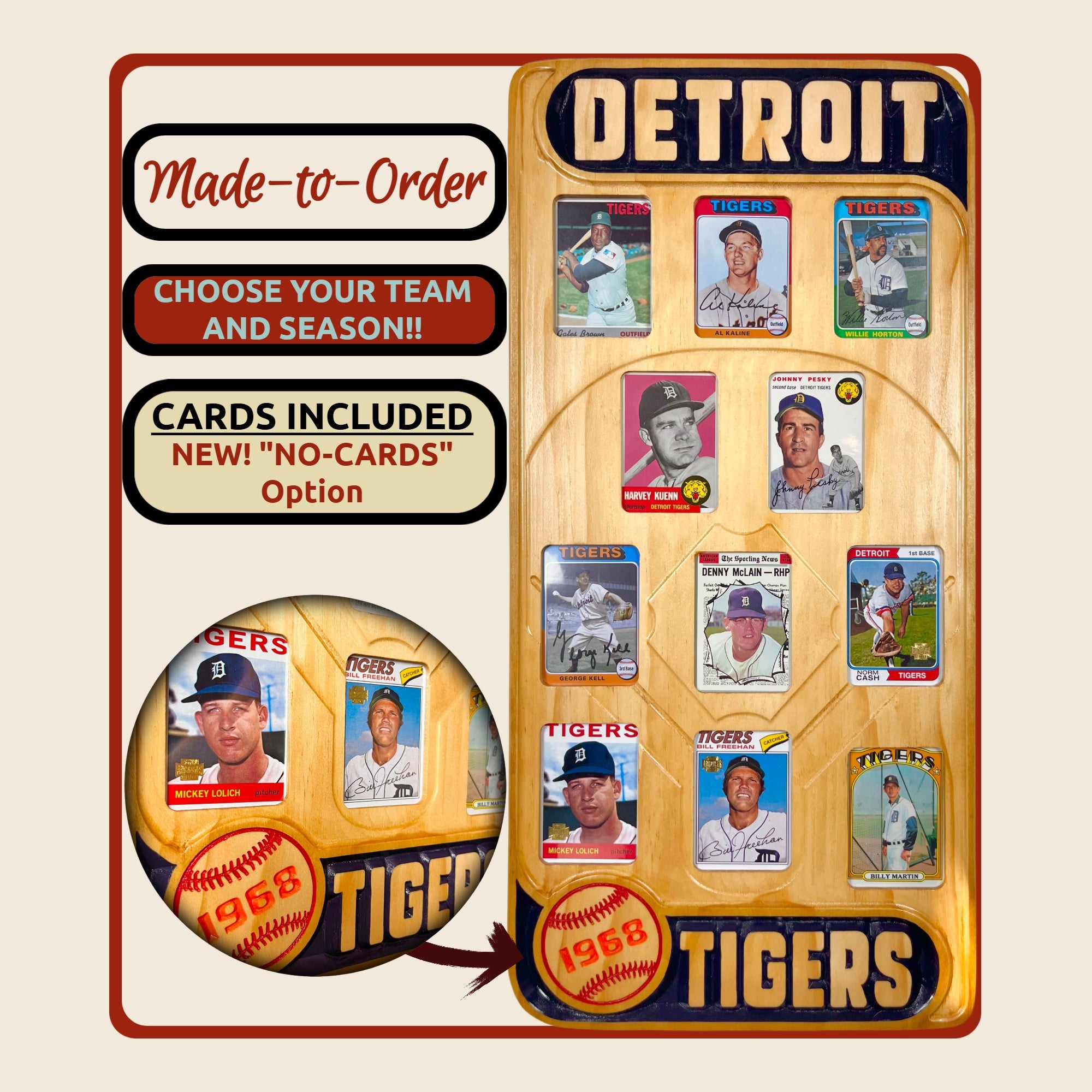 Baseball Vintage Inspired Trading Card Team Frame.