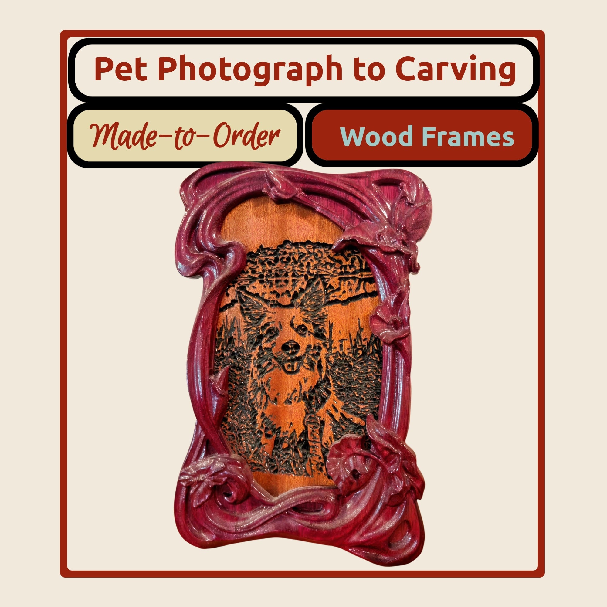 Carved Pet Photo Frame.