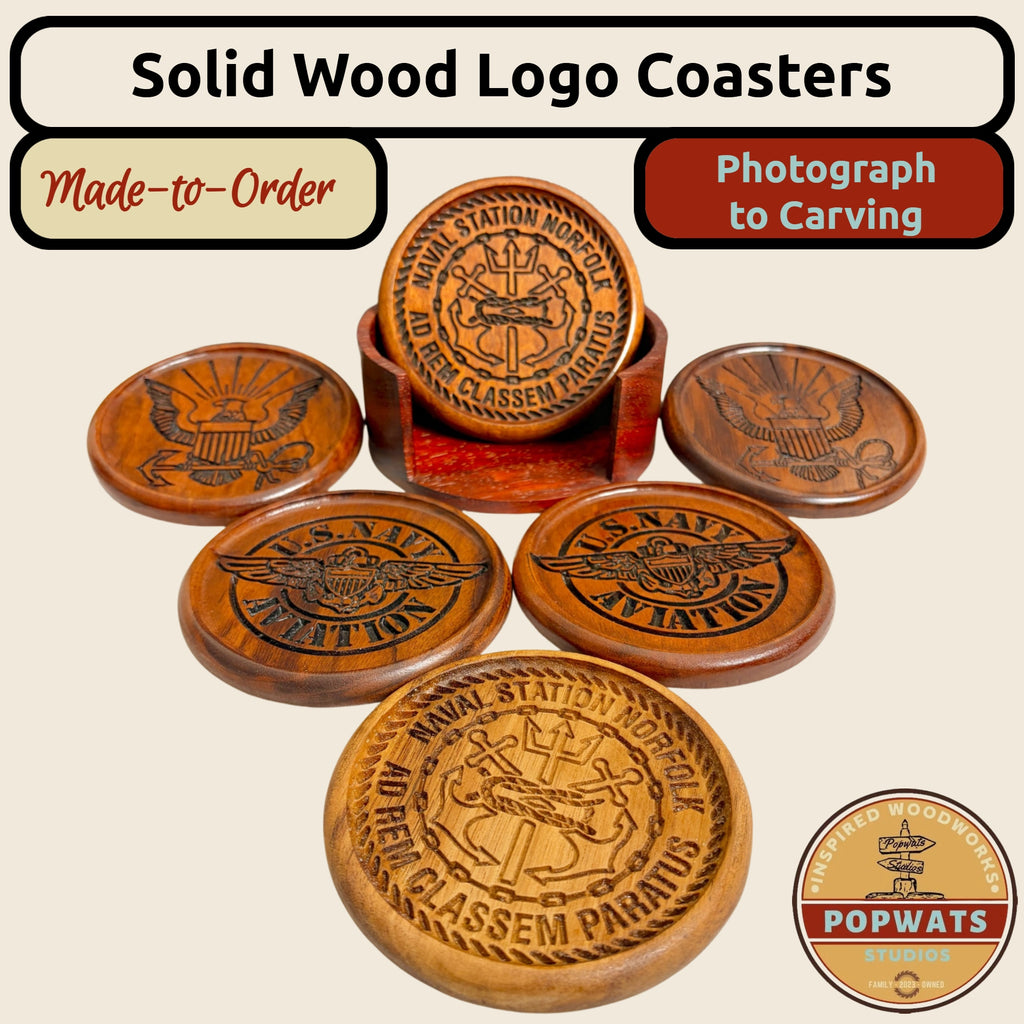Carved Logo Coaster Set.