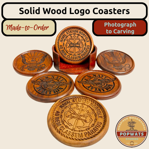 Carved Logo Coaster Set.