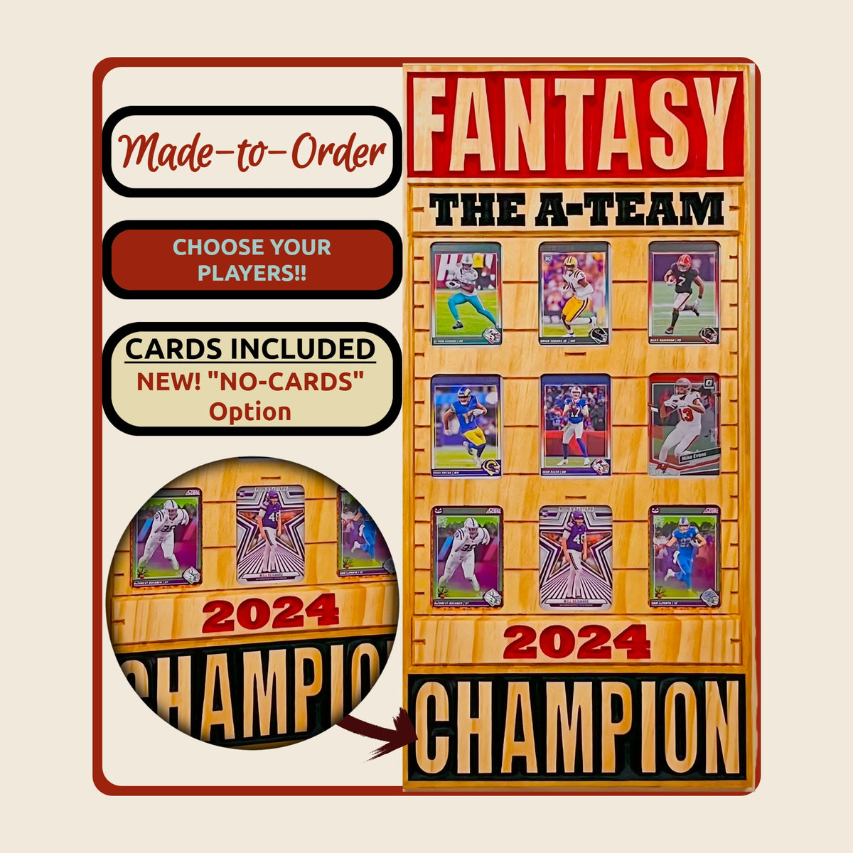 Fantasy Football Championship Trophy Trading Card Frame.