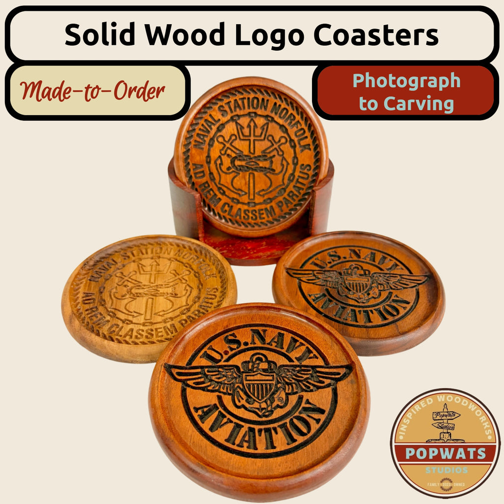 Carved Logo Coaster Set.