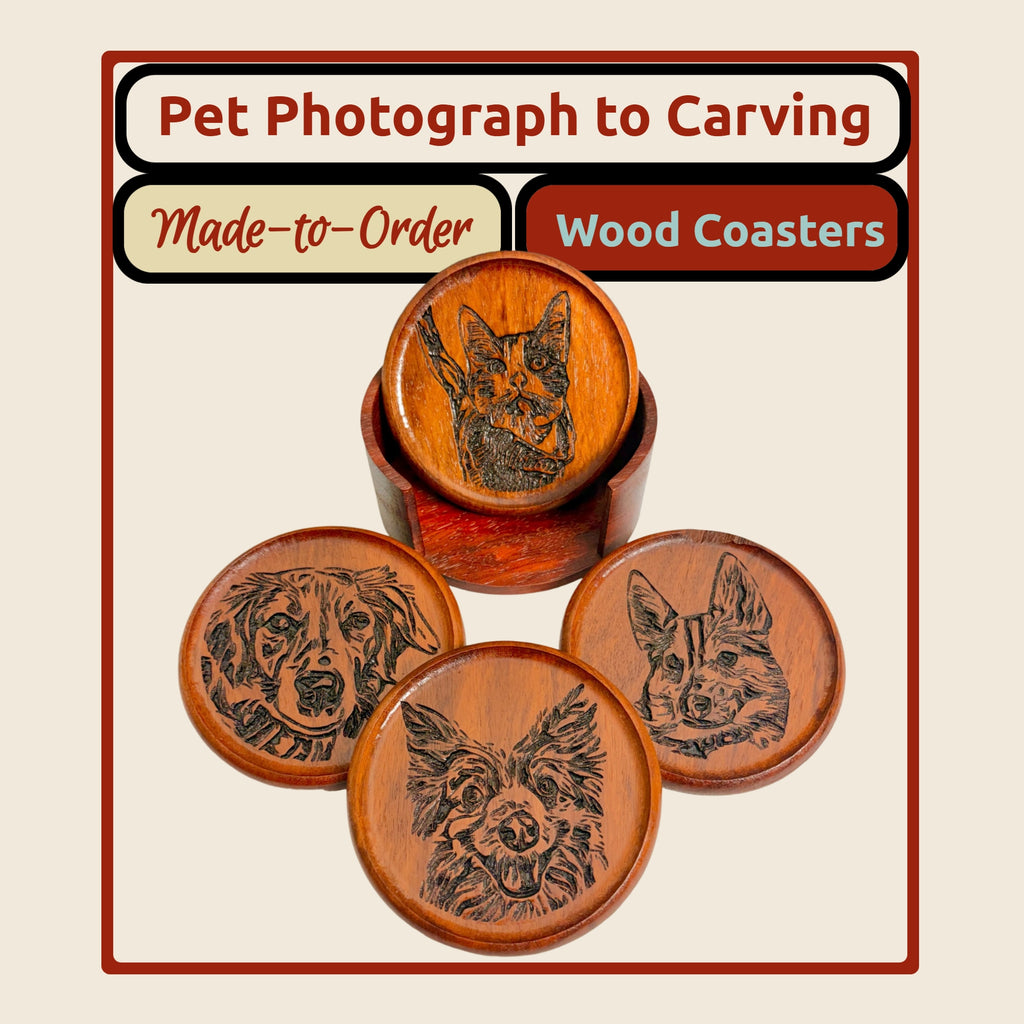 Carved Pet Coaster Set.